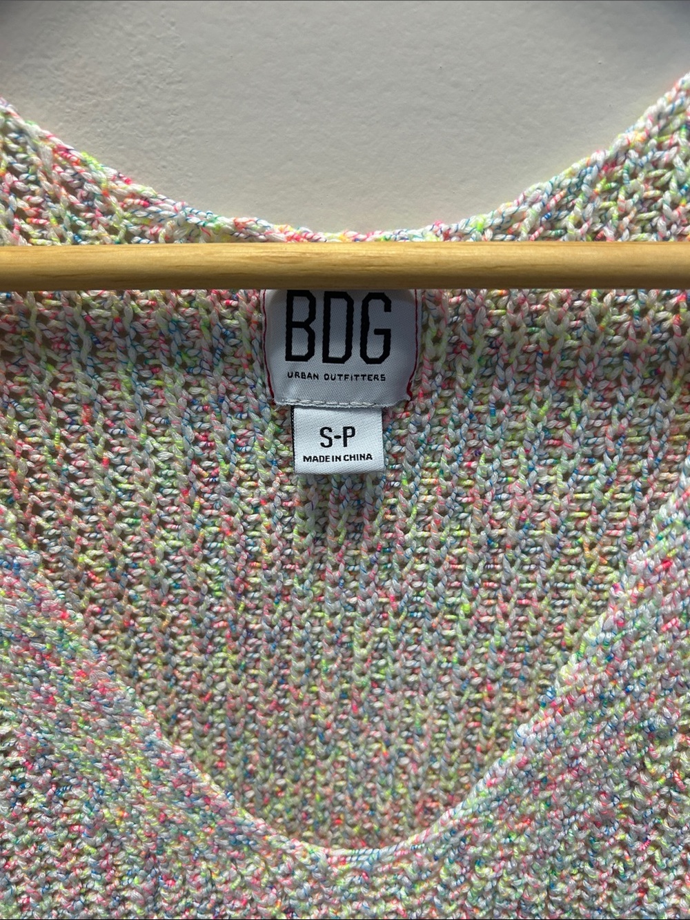 BDG y2K Neon Knit Cropped Multicolor Knit V-Neck Tank - Picture 2 of 8